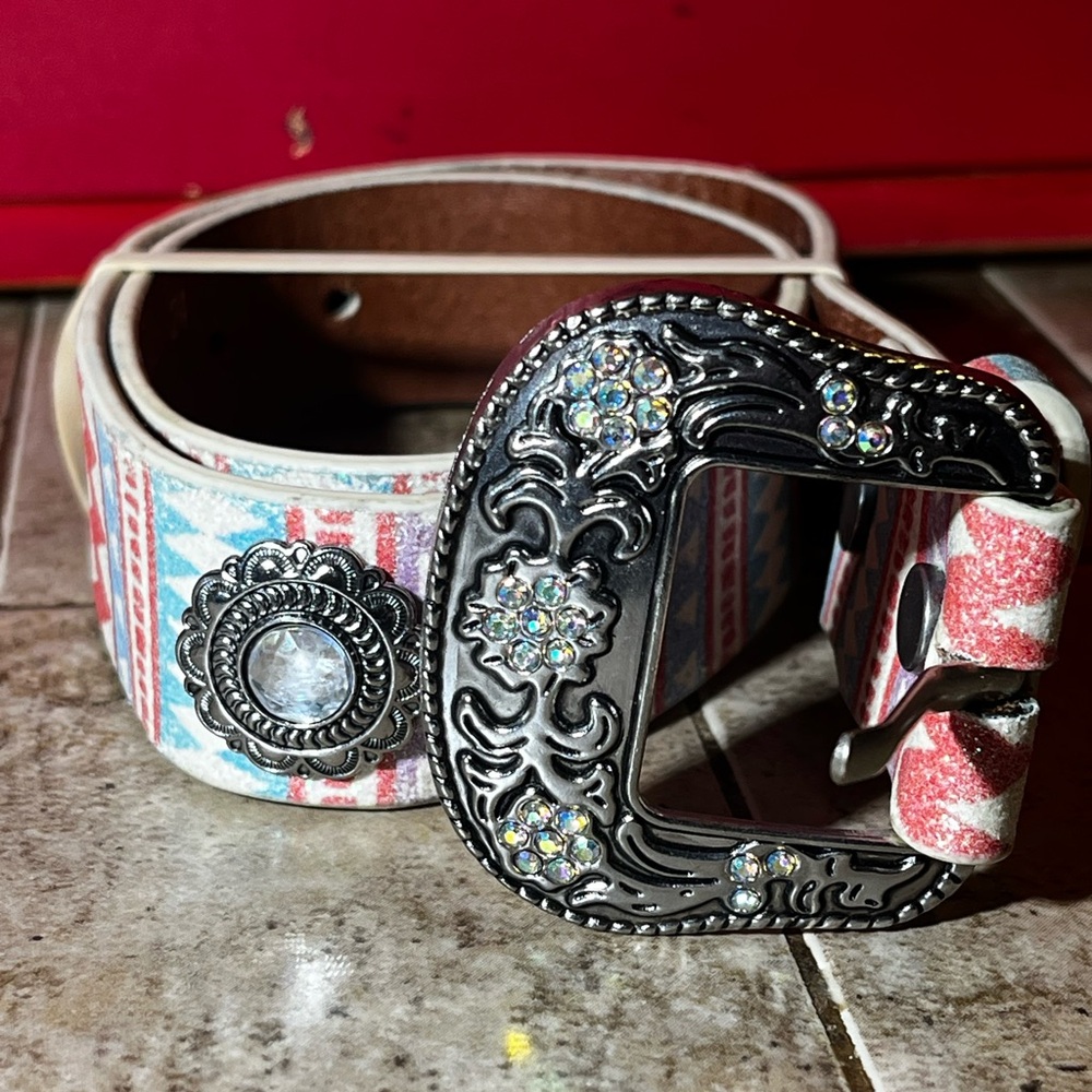 Women’s Angel Ranch Belt 24 Country Southwestern Colorful Rhinestone Cowgirl